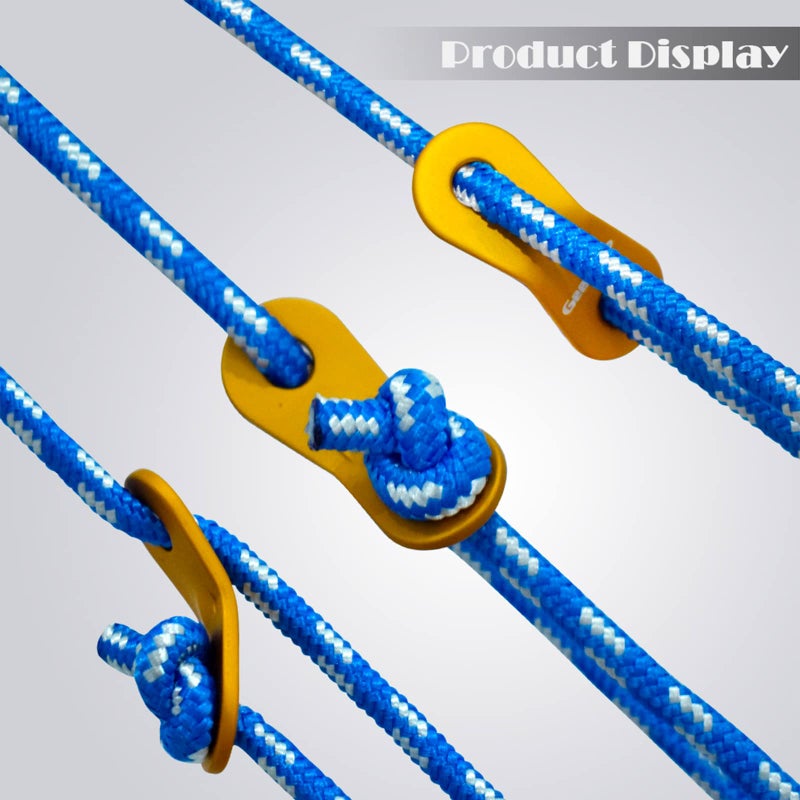 GEERTOP 6 Pack 5 mm Outdoor Guy Lines Tent Cords Lightweight Camping Rope with Aluminum Guylines Adjuster Tensioner for Camp Tent Tarp, Canopy Shelter, Hiking, Backpacking Blue - Image 4